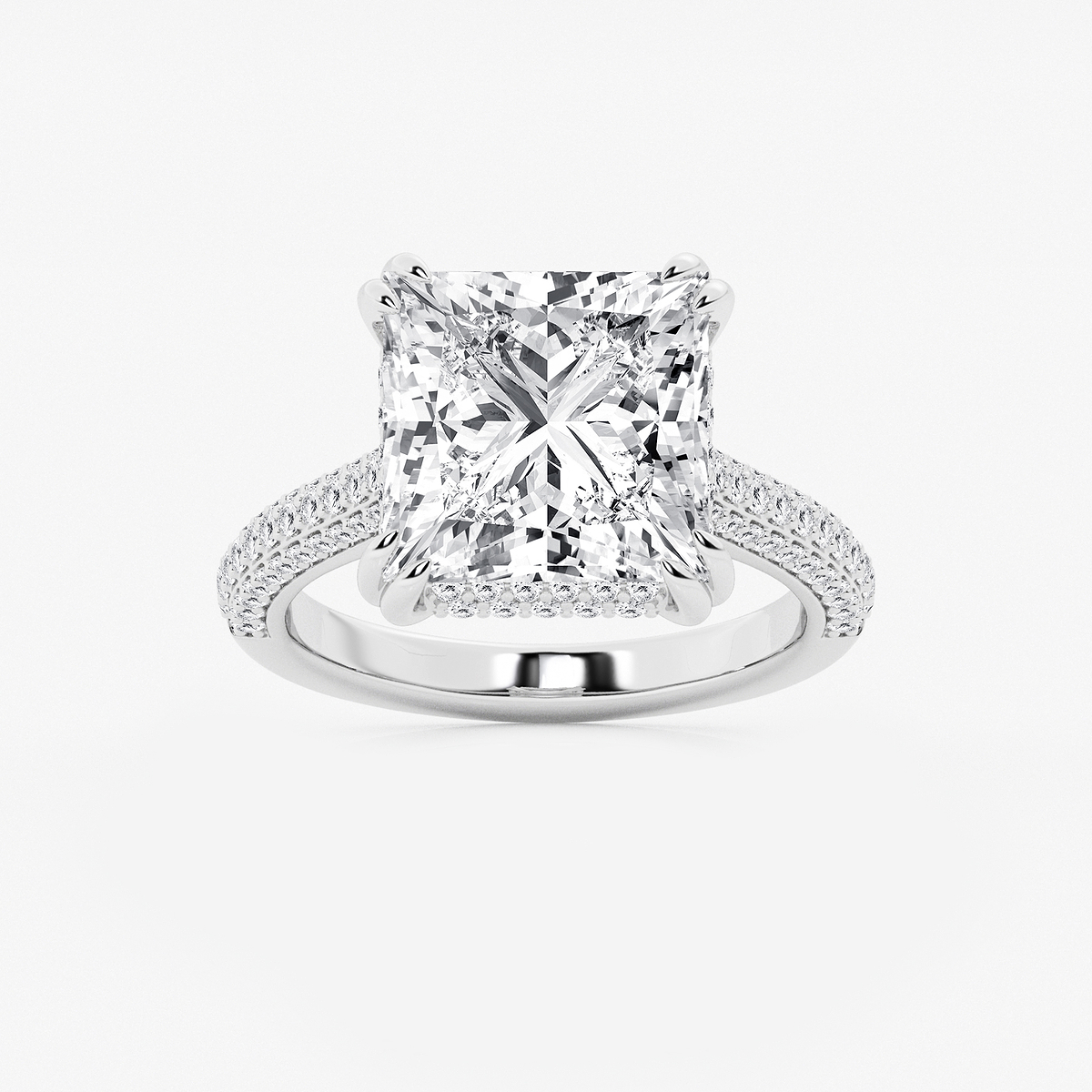 8 3/4 ctw Princess Lab Grown Diamond Double Prong Hidden Halo Engagement Ring