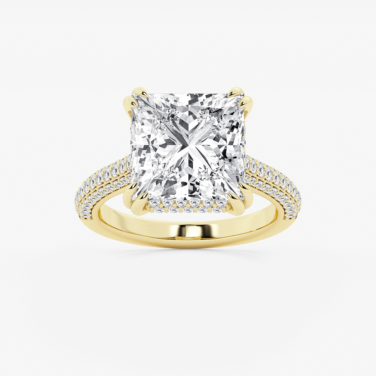 8 3/4 ctw Princess Lab Grown Diamond Double Prong Hidden Halo Engagement Ring