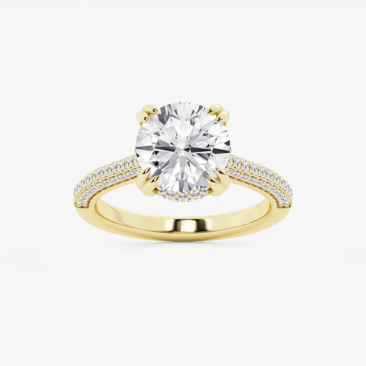 3 1/2 ctw Round Lab Grown Diamond Double Prong Hidden Halo Engagement Ring
