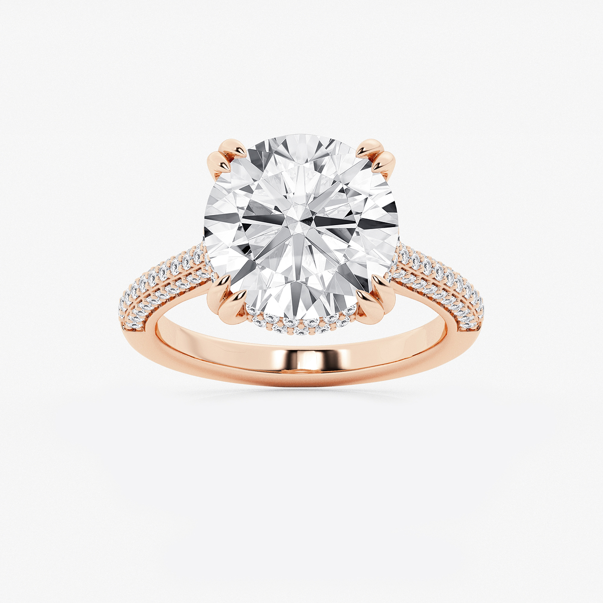 6 1/2 ctw Round Lab Grown Diamond Double Prong Hidden Halo Engagement Ring