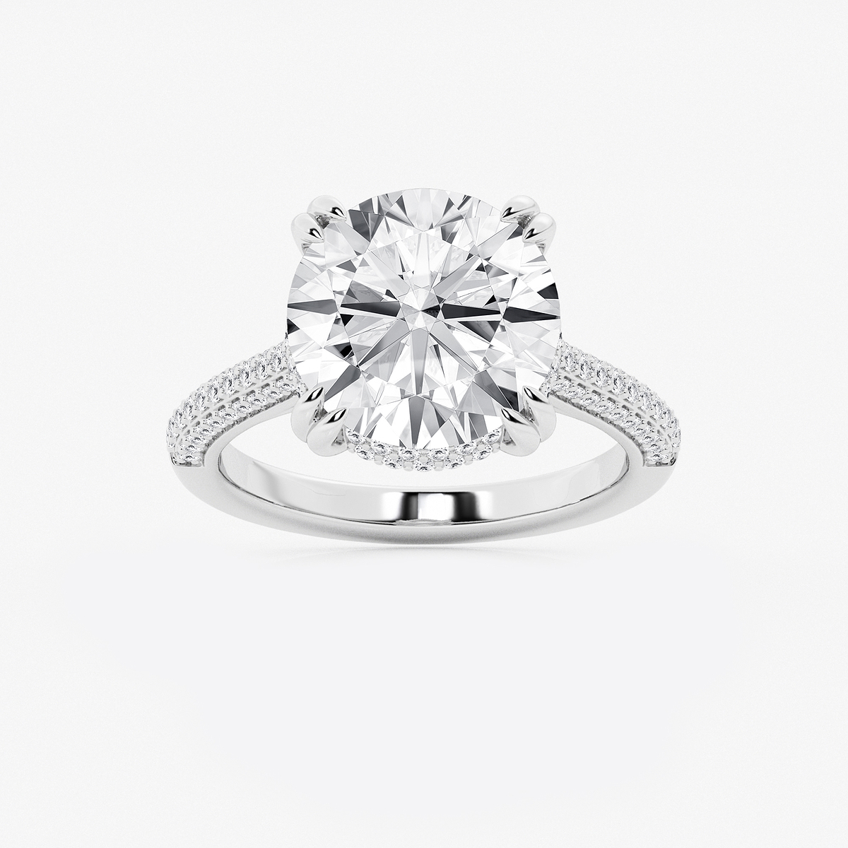 6 1/2 ctw Round Lab Grown Diamond Double Prong Hidden Halo Engagement Ring