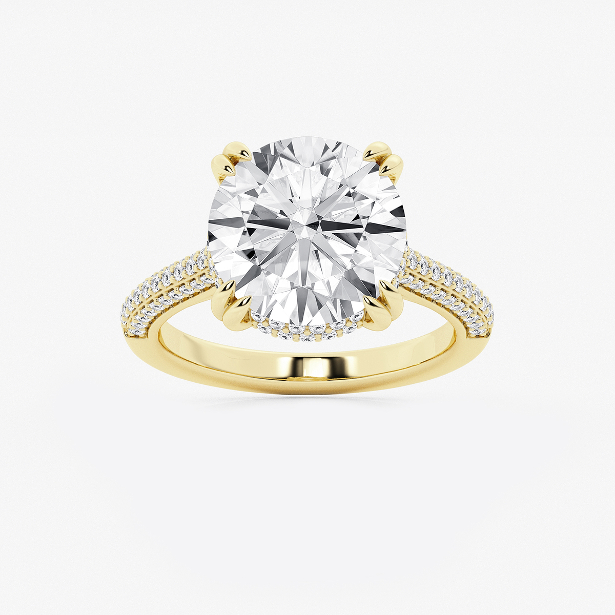 6 1/2 ctw Round Lab Grown Diamond Double Prong Hidden Halo Engagement Ring