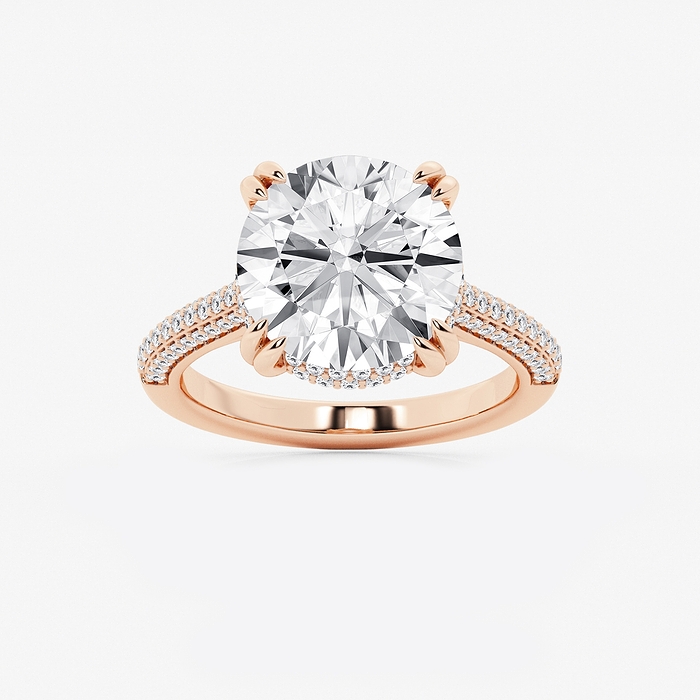 Lyra - 6 1/2 ctw Round Lab Grown Diamond Double Prong Hidden Halo Engagement Ring