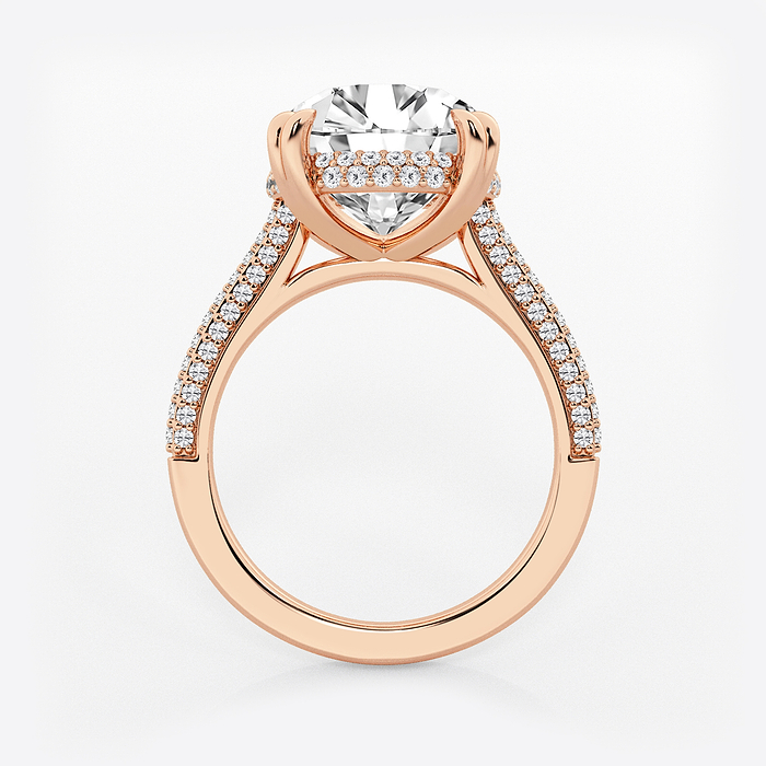 Lyra - 6 1/2 ctw Round Lab Grown Diamond Double Prong Hidden Halo Engagement Ring