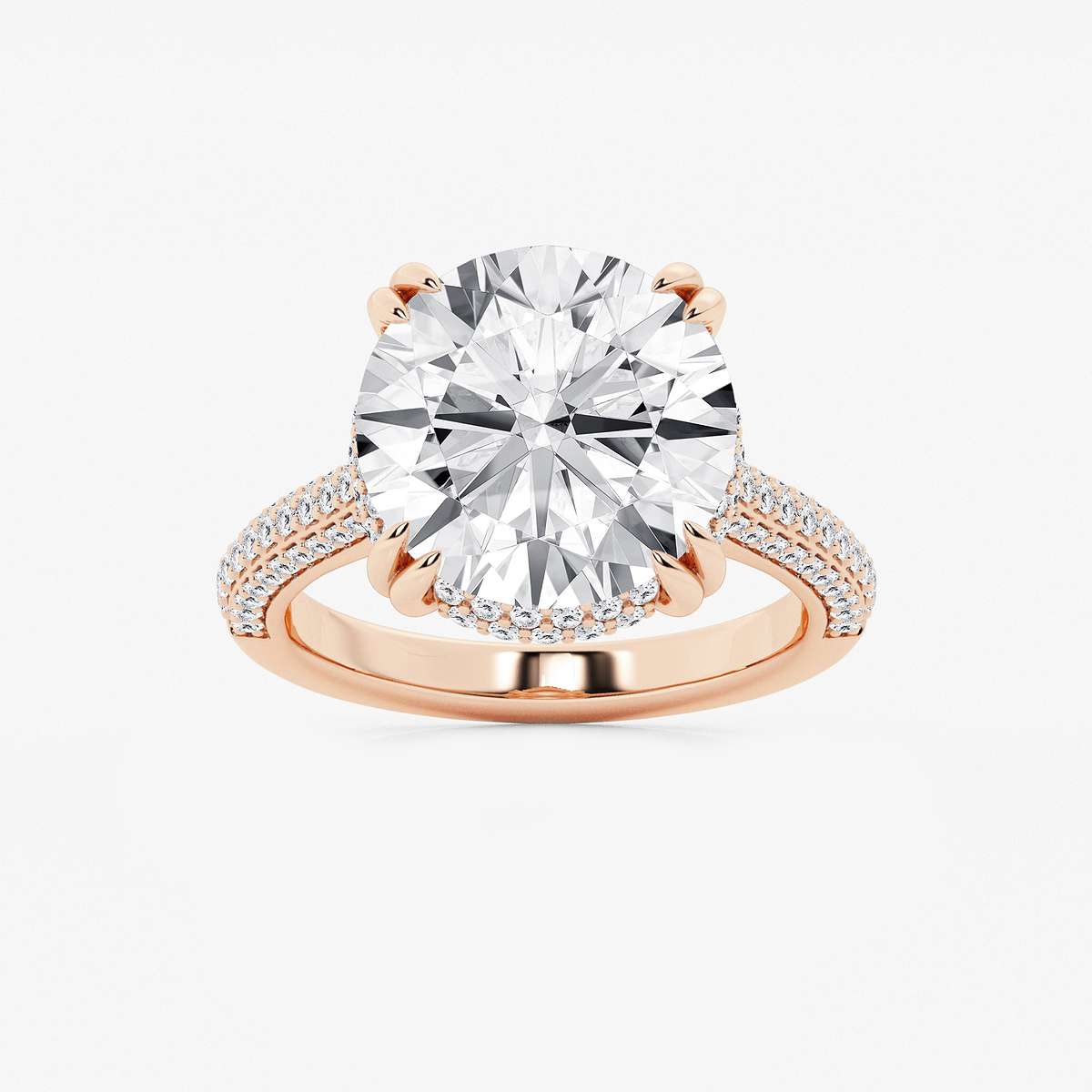 8 3/4 ctw Round Lab Grown Diamond Double Prong Hidden Halo Engagement Ring