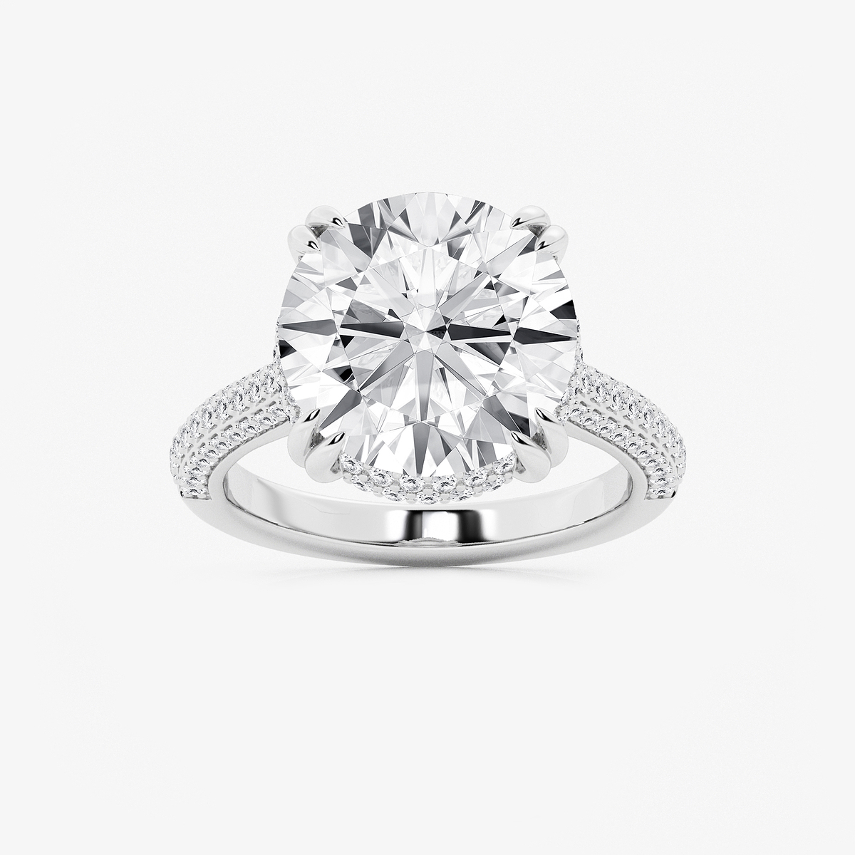 8 3/4 ctw Round Lab Grown Diamond Double Prong Hidden Halo Engagement Ring