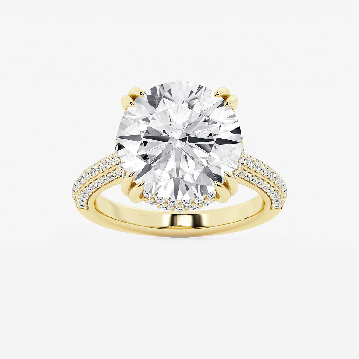 8 3/4 ctw Round Lab Grown Diamond Double Prong Hidden Halo Engagement Ring
