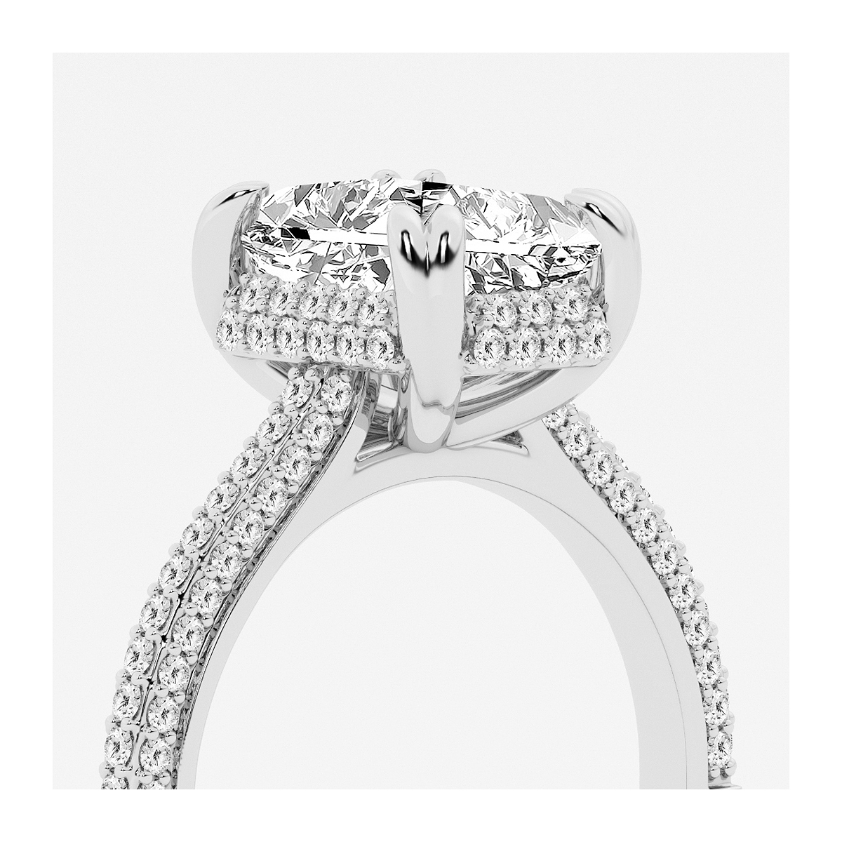 Additional Image 3 for  4 1/2 ctw Radiant Lab Grown Diamond Double Prong Hidden Halo Engagement Ring