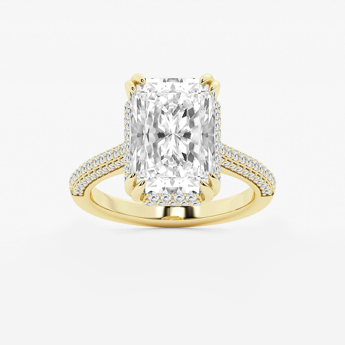6 1/2 ctw Radiant Lab Grown Diamond Double Prong Hidden Halo Engagement Ring