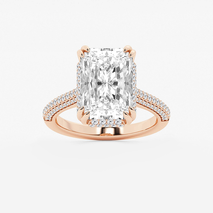 Lyra - 6 1/2 ctw Radiant Lab Grown Diamond Double Prong Hidden Halo Engagement Ring