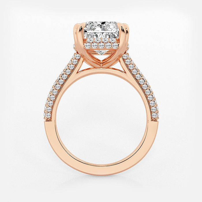 Lyra - 6 1/2 ctw Radiant Lab Grown Diamond Double Prong Hidden Halo Engagement Ring