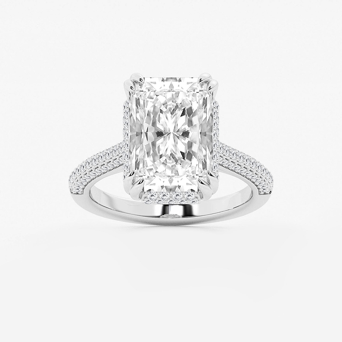 Lyra - 6 1/2 ctw Radiant Lab Grown Diamond Double Prong Hidden Halo Engagement Ring