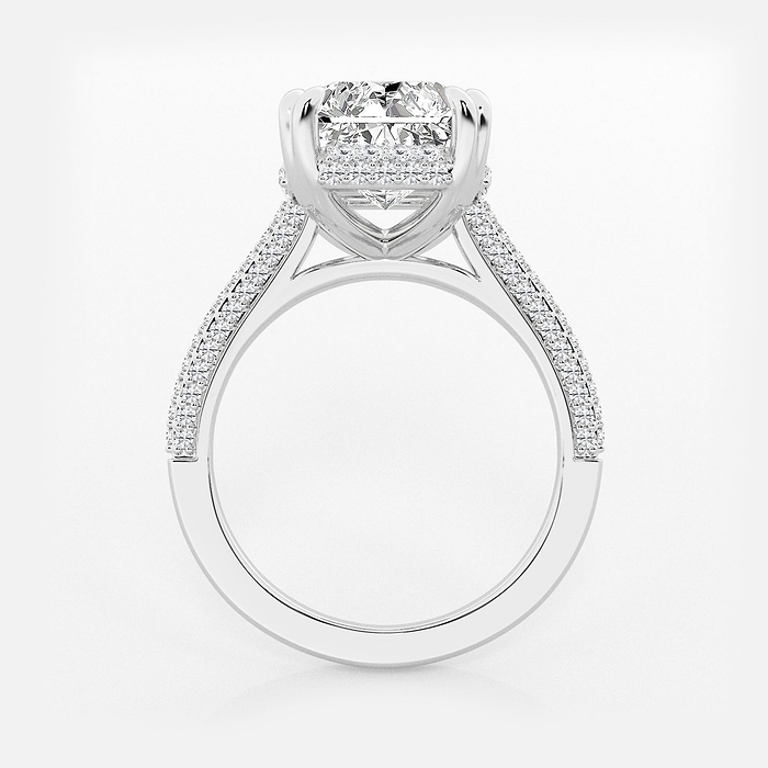 Lyra - 6 1/2 ctw Radiant Lab Grown Diamond Double Prong Hidden Halo Engagement Ring