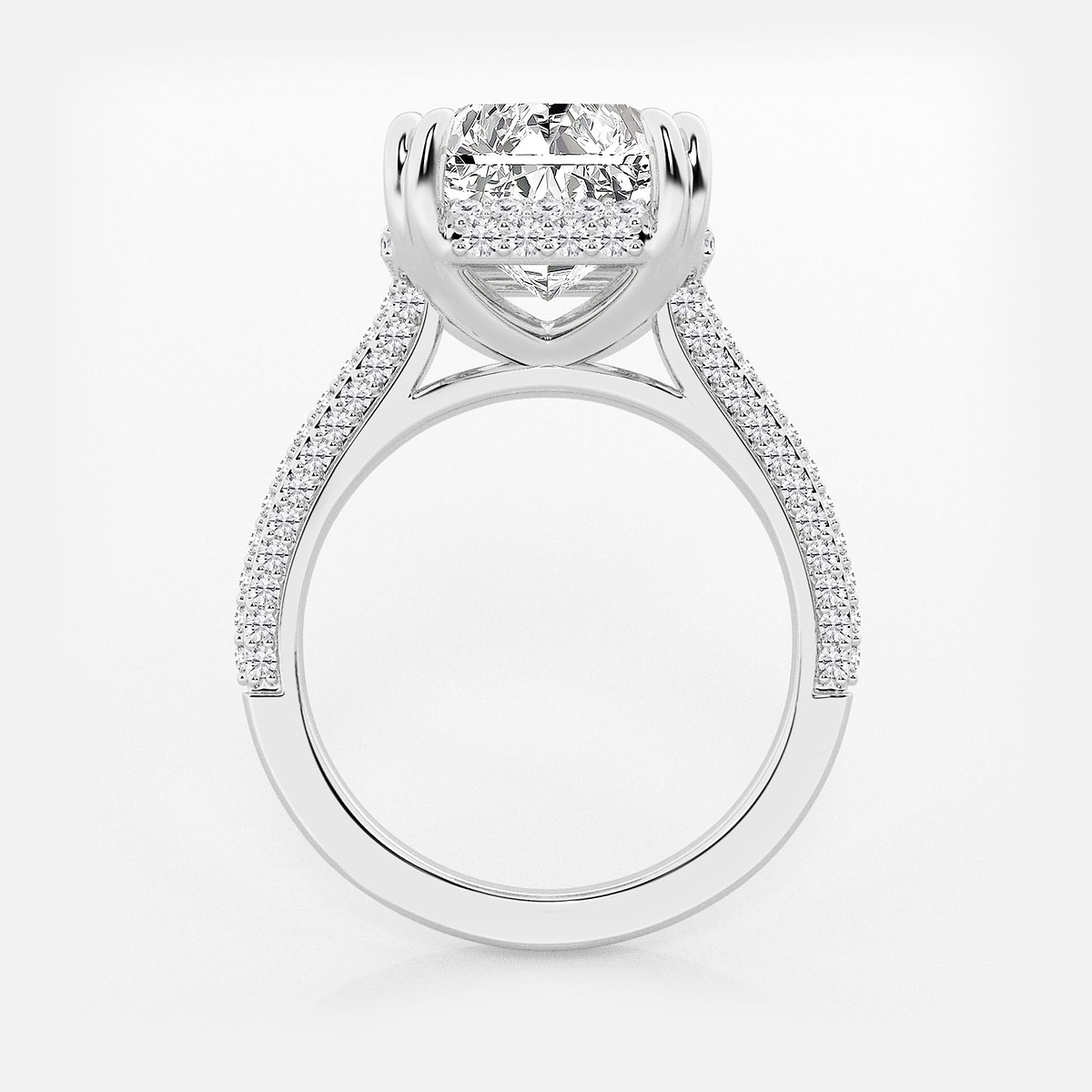 Additional Image 1 for  8 3/4 ctw Radiant Lab Grown Diamond Double Prong Hidden Halo Engagement Ring