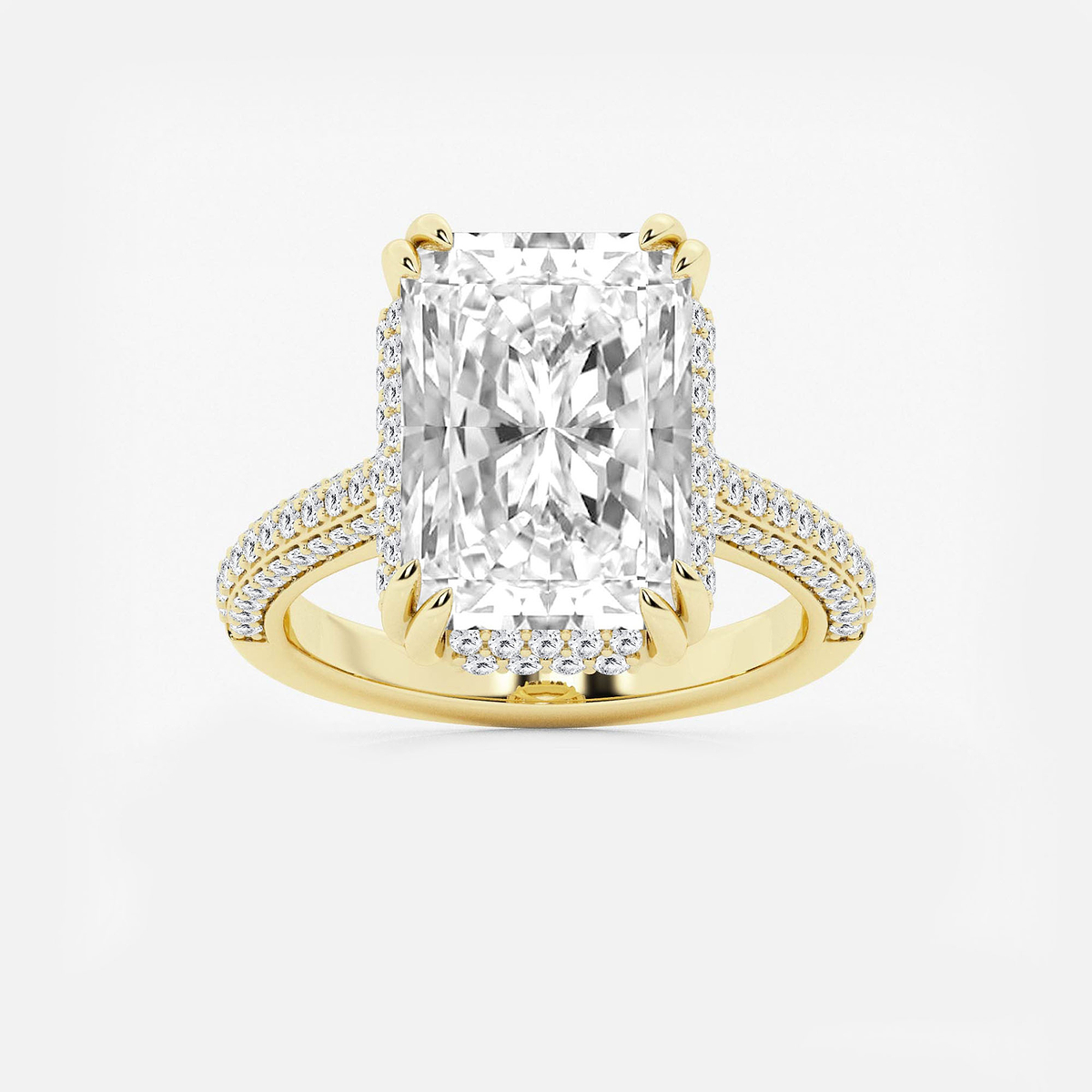 8 3/4 ctw Radiant Lab Grown Diamond Double Prong Hidden Halo Engagement Ring