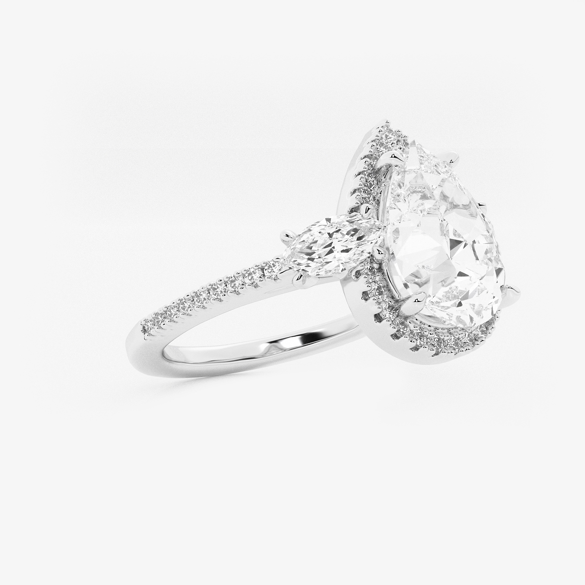Additional Image 1 for  3 3/4 ctw Pear Lab Grown Diamond Halo Engagement Ring