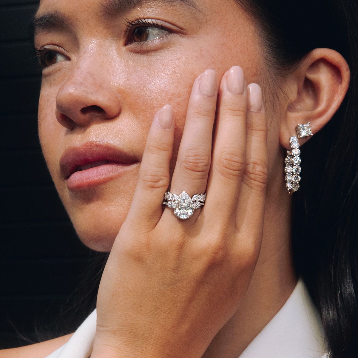 3 3/4 ctw Pear Lab Grown Diamond Halo Engagement Ring