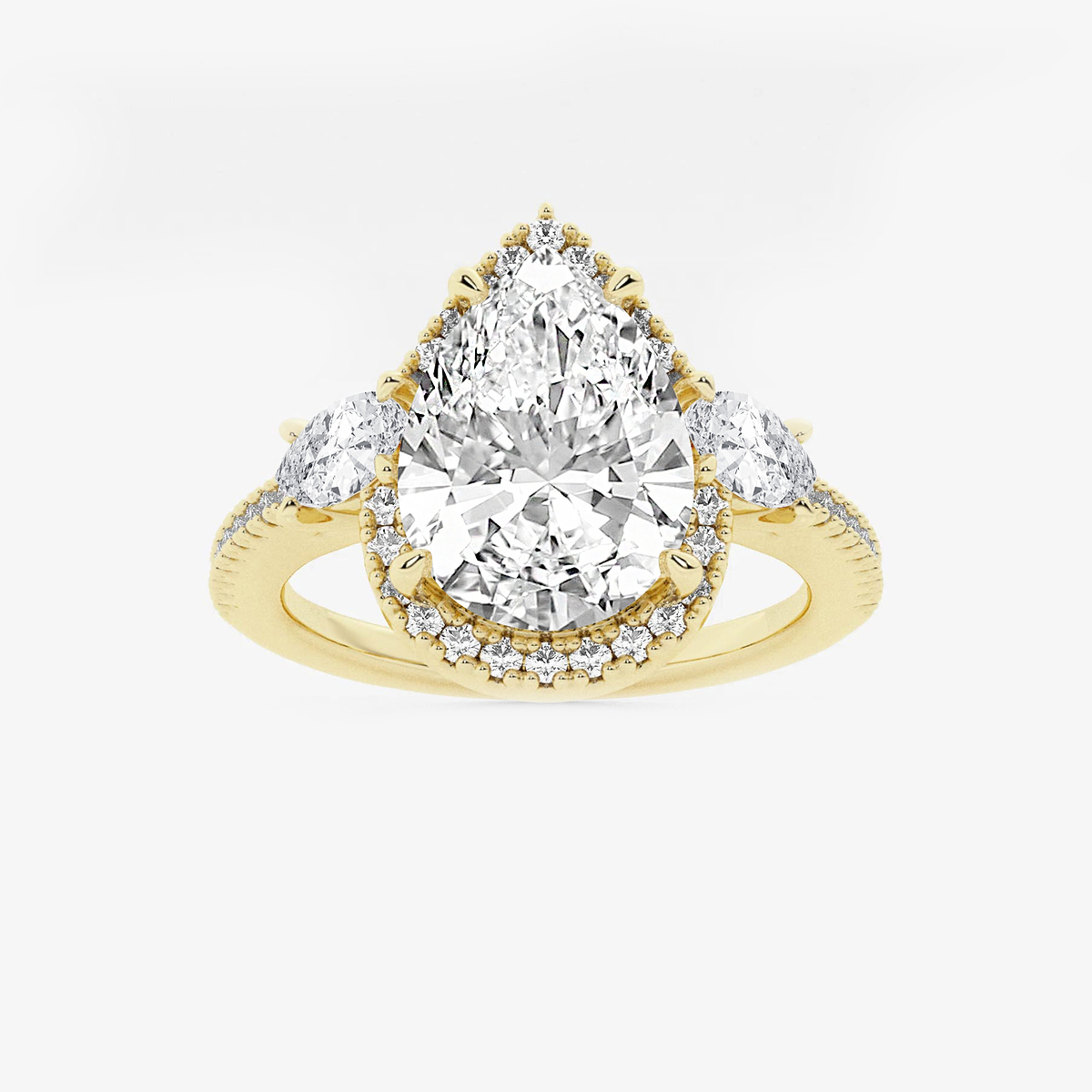 3 3/4 ctw Pear Lab Grown Diamond Halo Engagement Ring