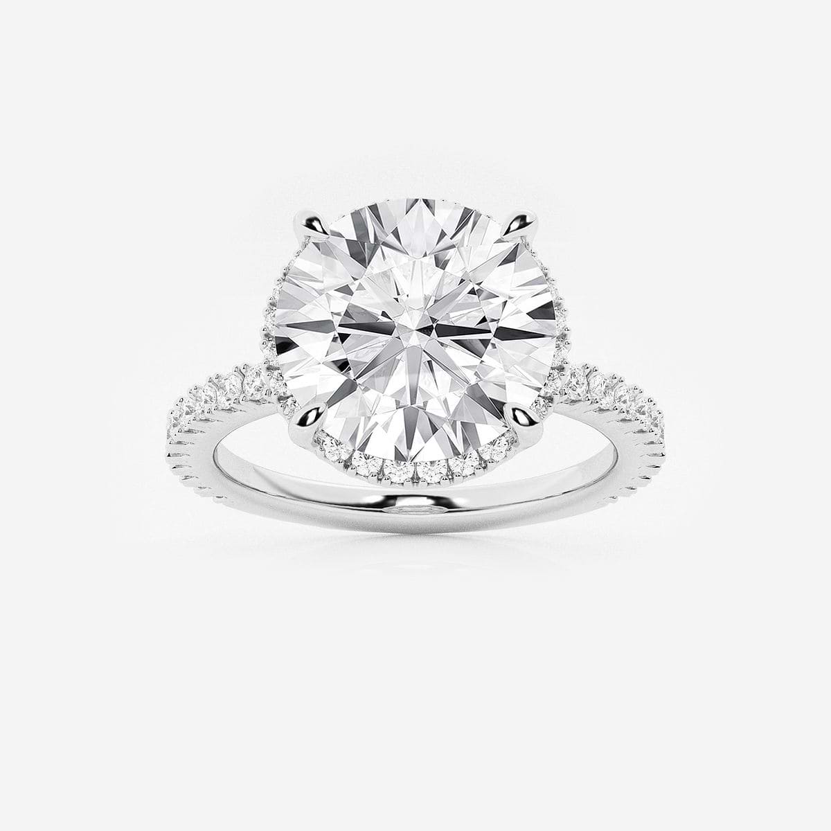 4 ctw Round Lab Grown Diamond Hidden Halo Engagement Ring