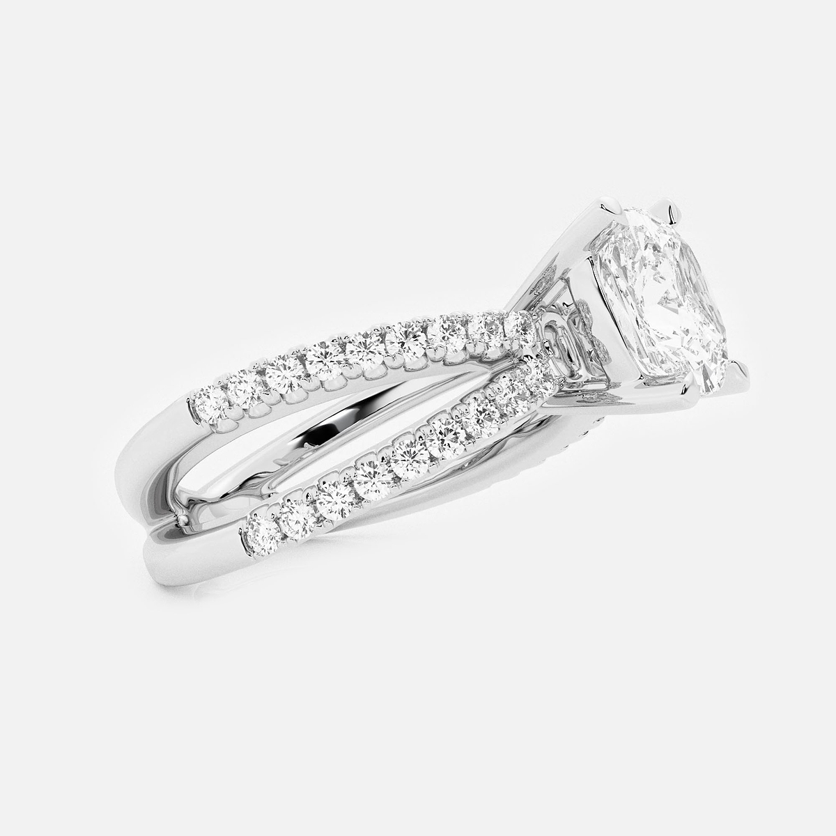 Additional Image 1 for  4 ctw Cushion Lab Grown Diamond Engagement Ring