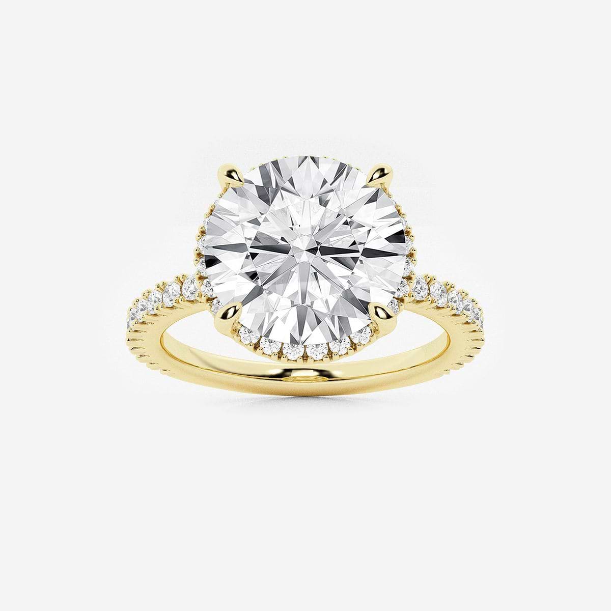 Badgley Mischka Colorless 3 1/2 ctw Round Lab Grown Diamond Engagement Ring 18K Yellow Gold, E+, VS1+