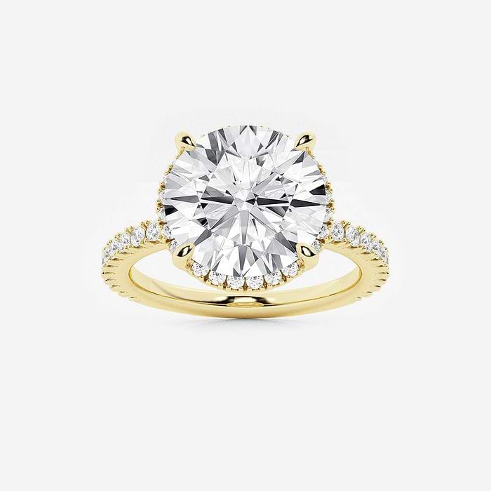 2 ctw Round Lab Grown Diamond Cathedral Solitaire Engagement Ring 14K Yellow Gold, E, VS1