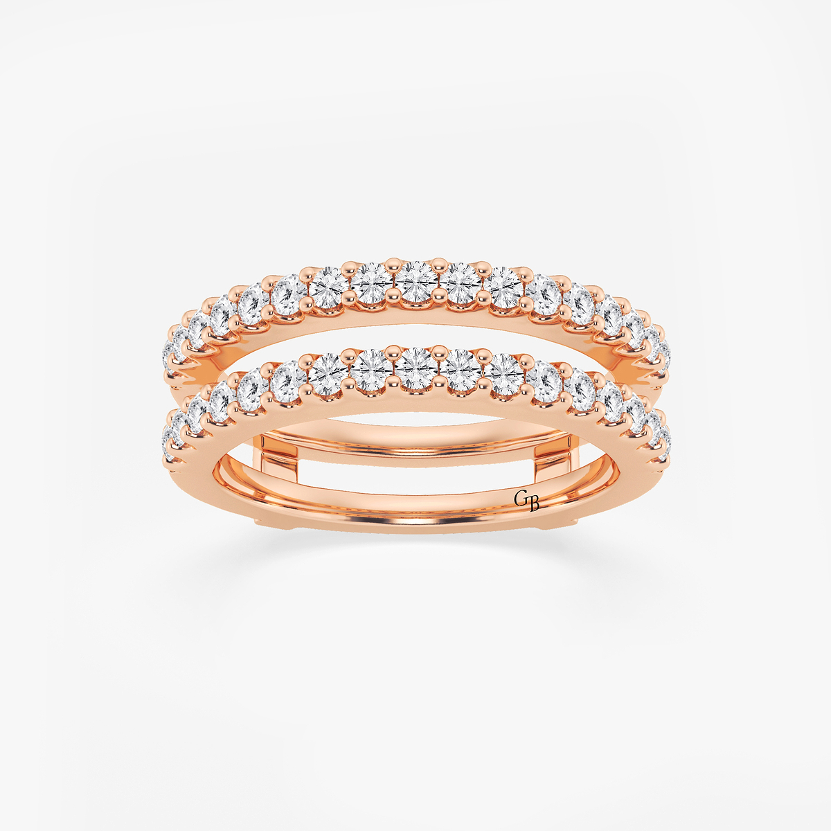 3/4 ctw Round Lab Grown Diamond Double Row Ring Enhancer