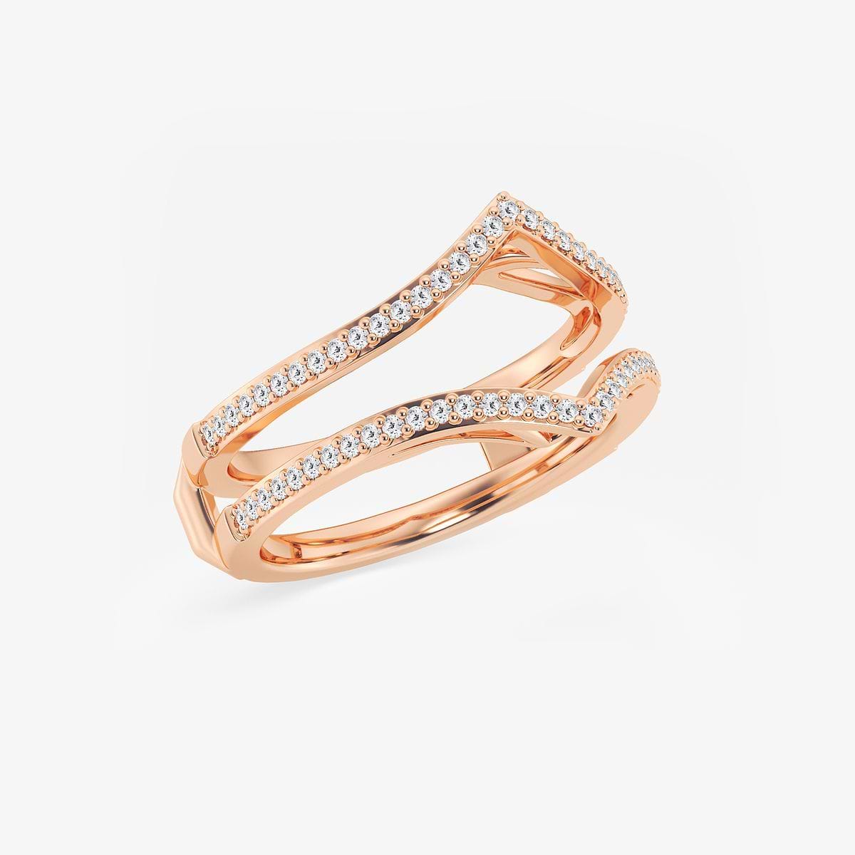 1/3 ctw Round Lab Grown Diamond Chevron Ring Enhancer 14K Rose Gold, F, VS2