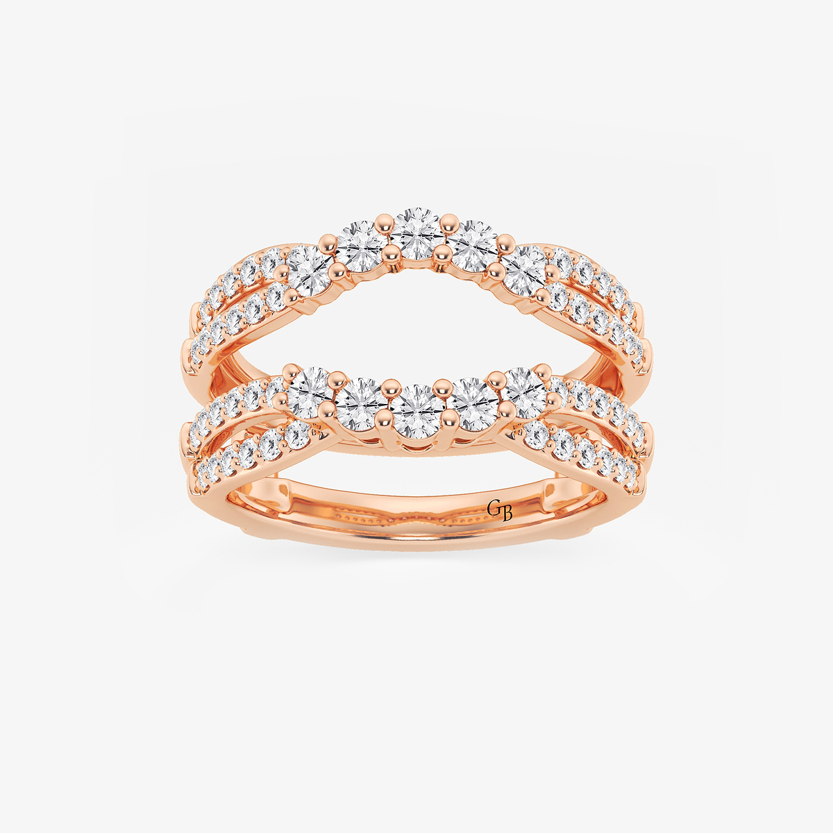 1 ctw Round Lab Grown Diamond Graduated Crossover Ring Enhancer