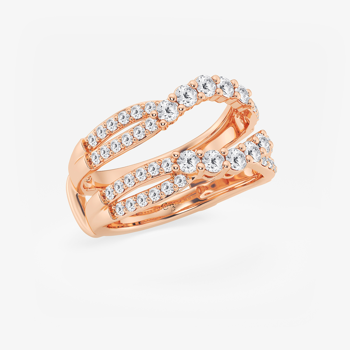Additional Image 1 for  1 ctw Round Lab Grown Diamond Graduated Crossover Ring Enhancer