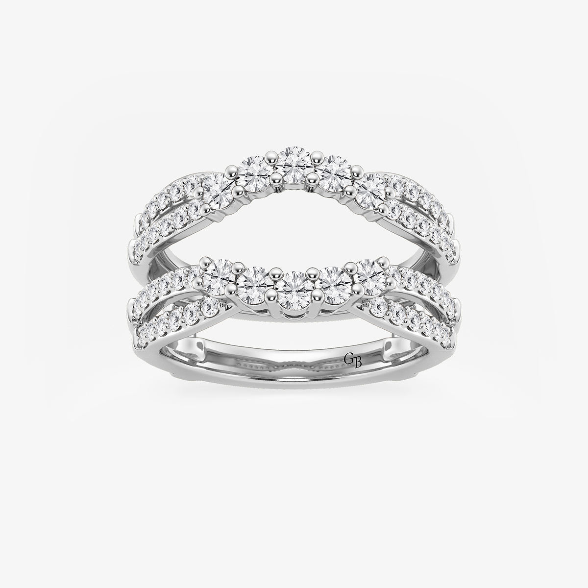 1 ctw Round Lab Grown Diamond Graduated Crossover Ring Enhancer