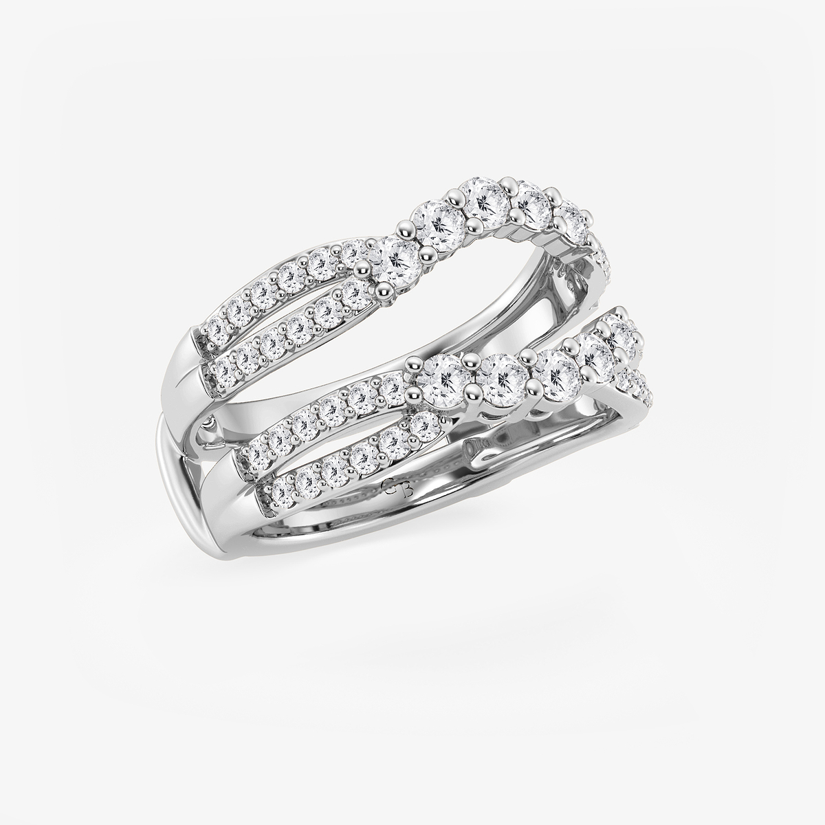 Additional Image 1 for  1 ctw Round Lab Grown Diamond Graduated Crossover Ring Enhancer