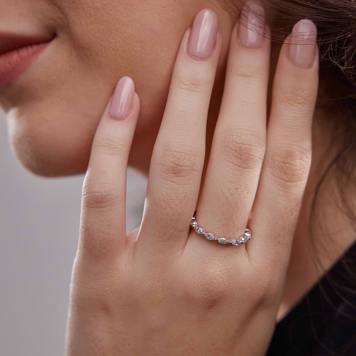 1/2 ctw Marquise Lab Grown Diamond Stackable Ring
