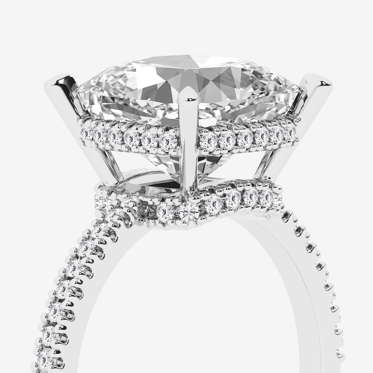 Additional Image 2 for  5 1/3 ctw Cushion Lab Grown Diamond Side Stone Engagement Ring