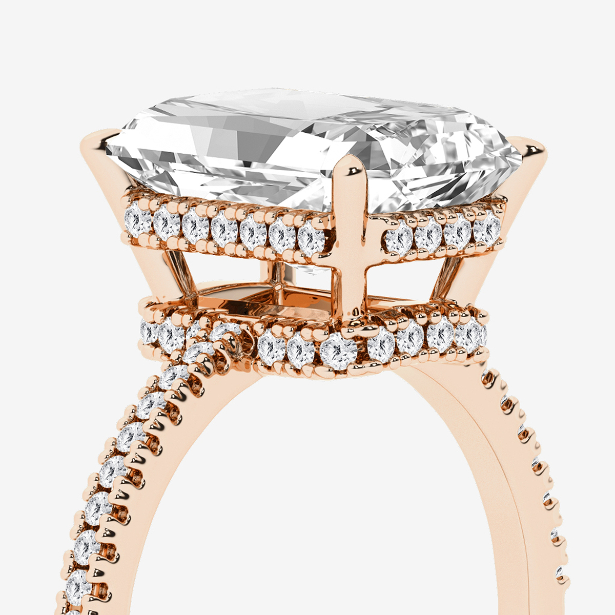 Additional Image 2 for  5 1/3 ctw Radiant Lab Grown Diamond Side Stone Engagement Ring
