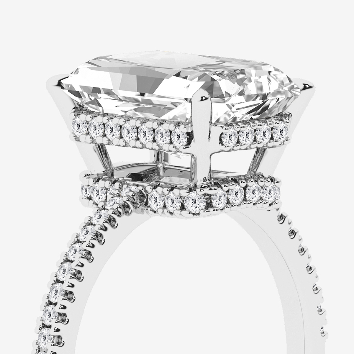 Additional Image 2 for  5 1/3 ctw Radiant Lab Grown Diamond Side Stone Engagement Ring