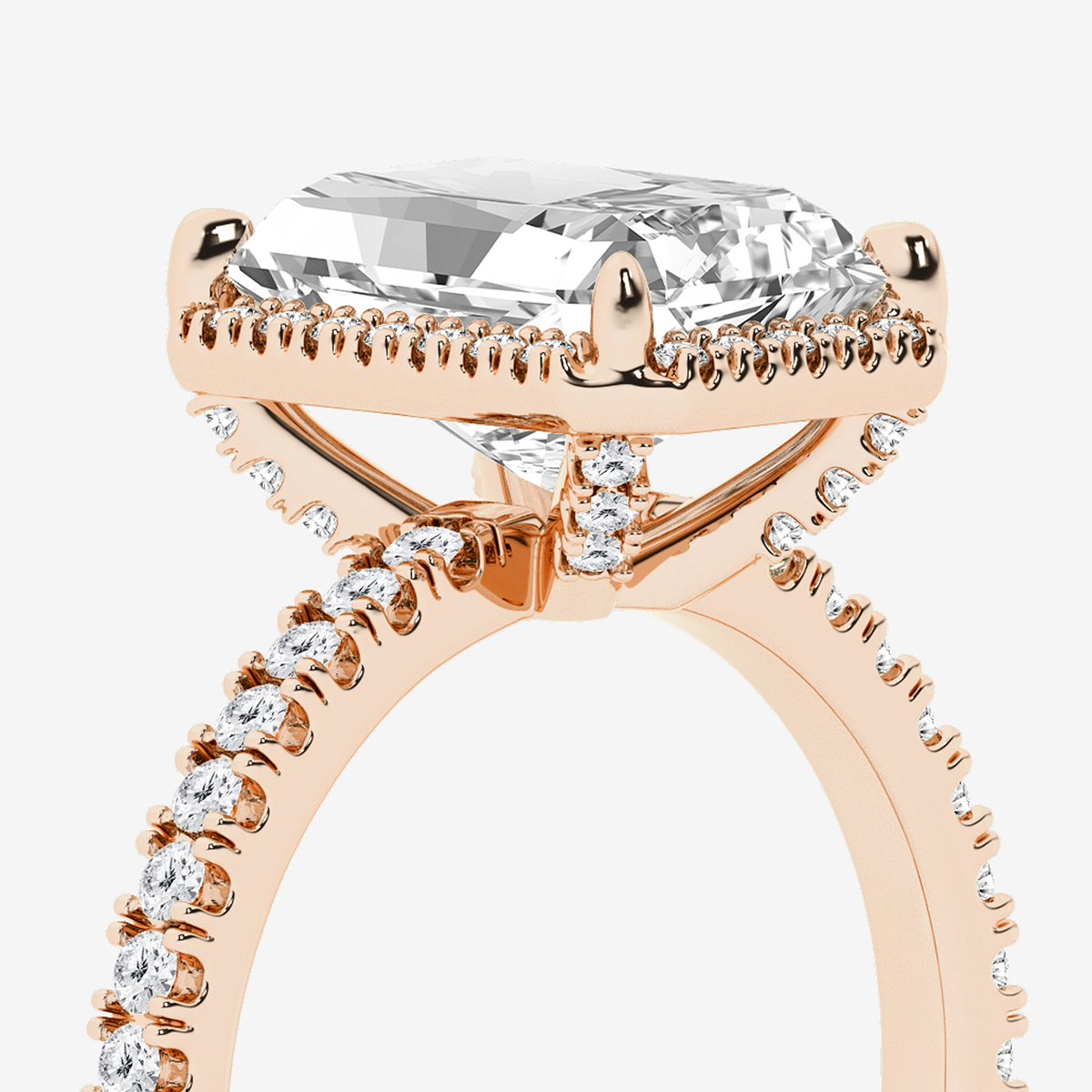 Additional Image 2 for  3 1/2 ctw Radiant Lab Grown Diamond Halo Engagement Ring