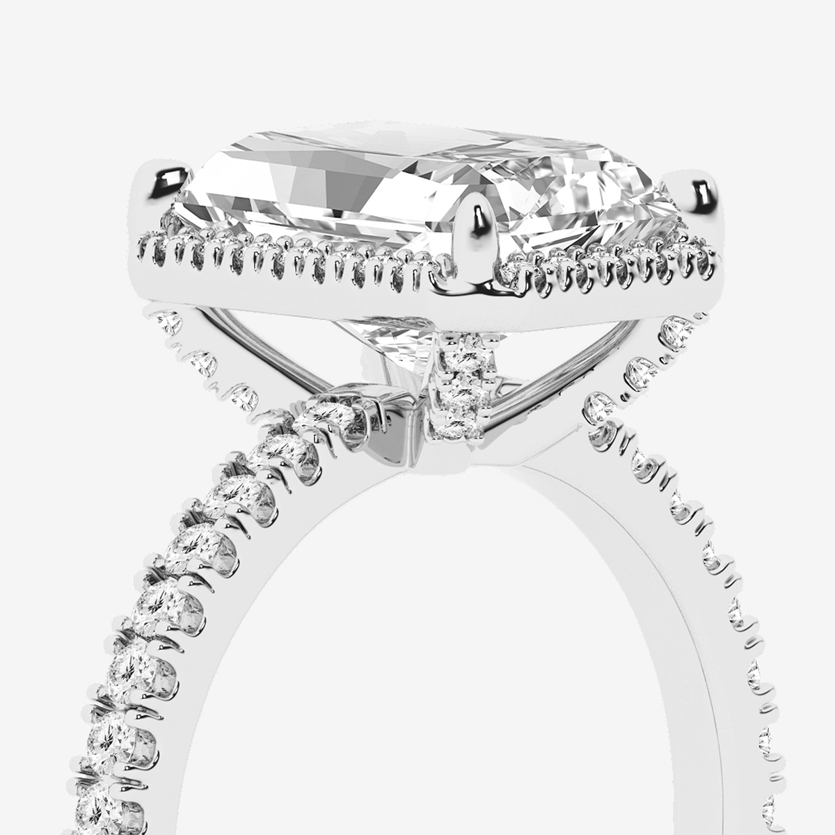 Additional Image 2 for  3 1/2 ctw Radiant Lab Grown Diamond Halo Engagement Ring