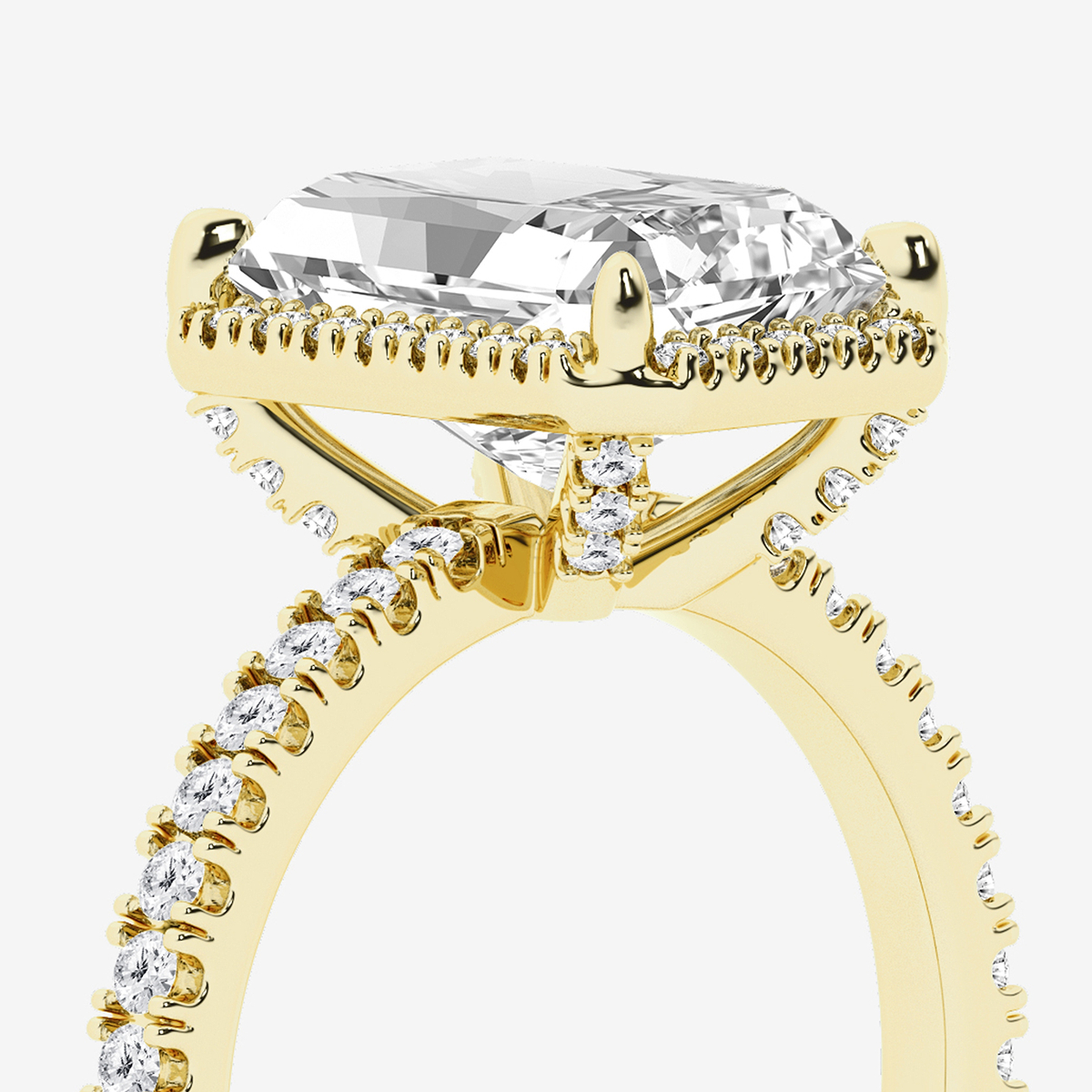 Additional Image 2 for  3 1/2 ctw Radiant Lab Grown Diamond Halo Engagement Ring