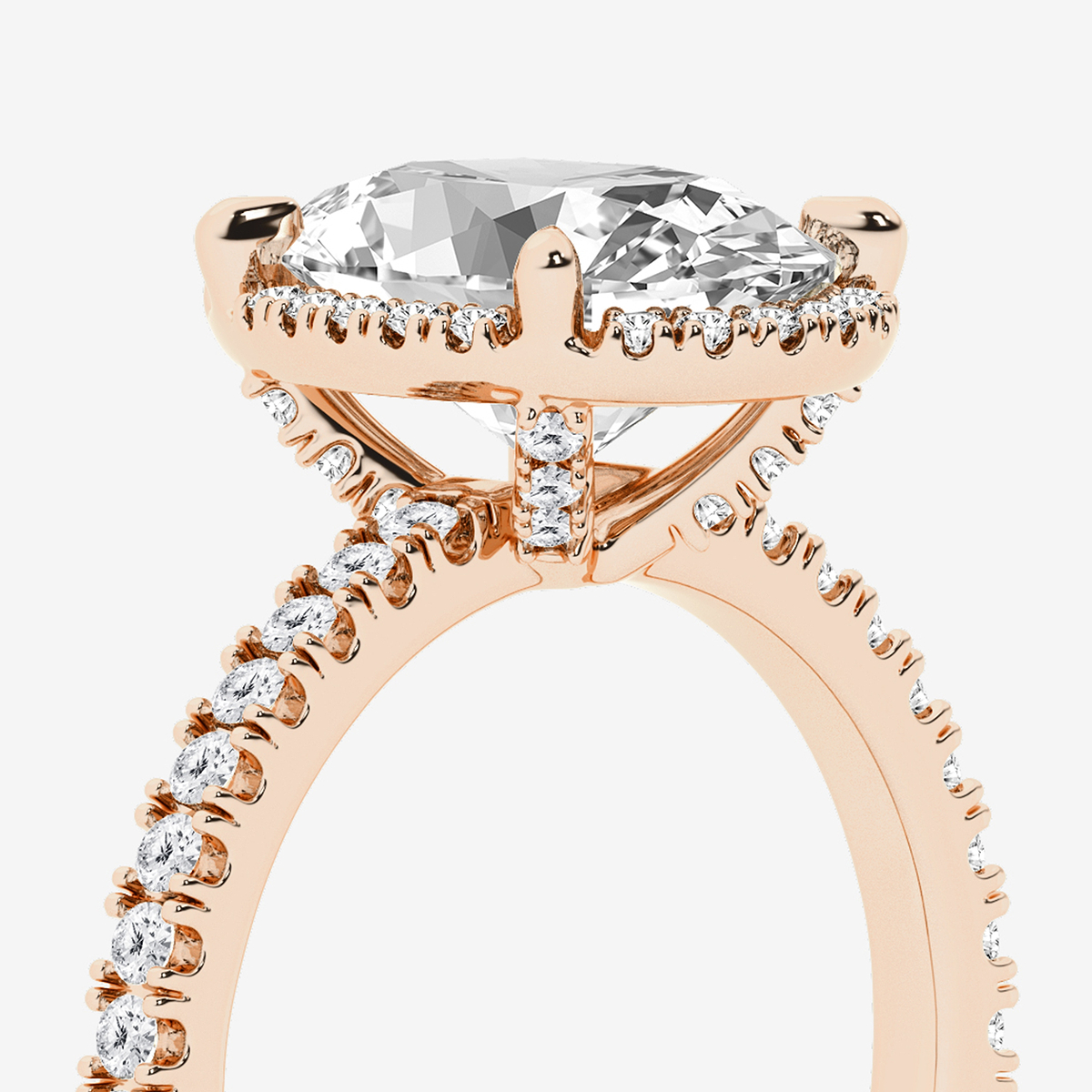Additional Image 2 for  3 1/2 ctw Oval Lab Grown Diamond Halo Engagement Ring