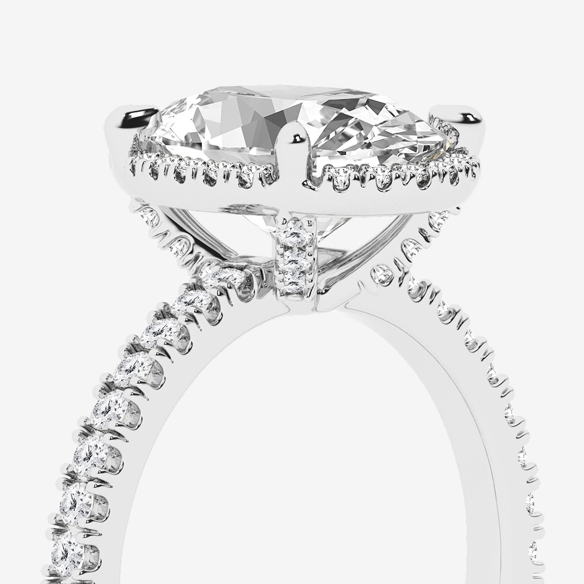 Additional Image 2 for  3 1/2 ctw Oval Lab Grown Diamond Halo Engagement Ring