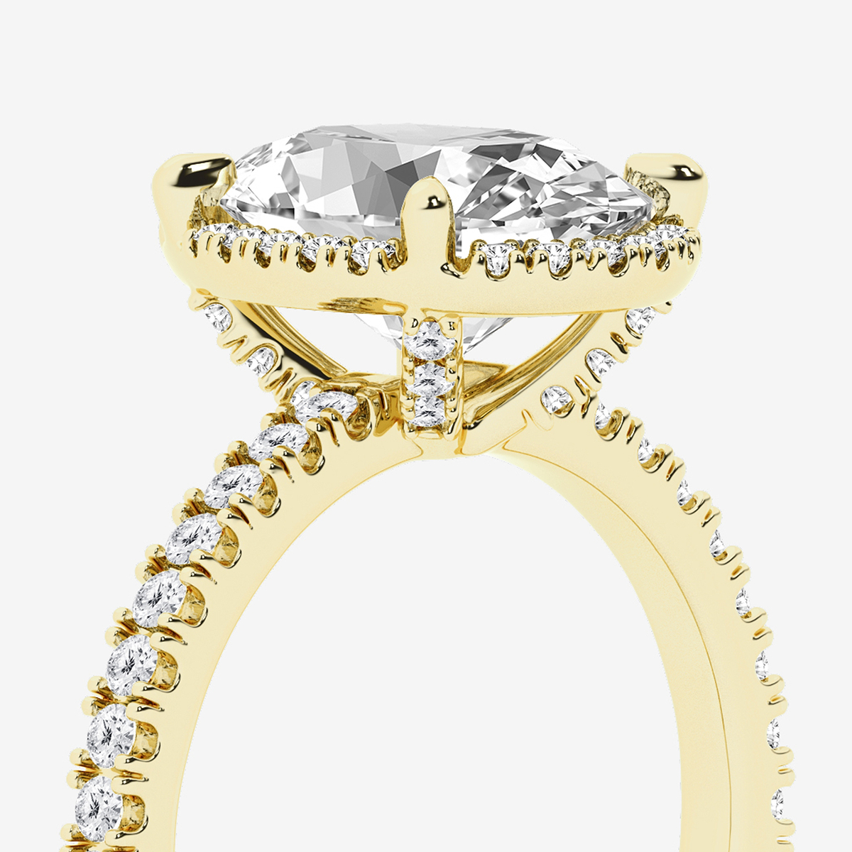 Additional Image 2 for  3 1/2 ctw Oval Lab Grown Diamond Halo Engagement Ring