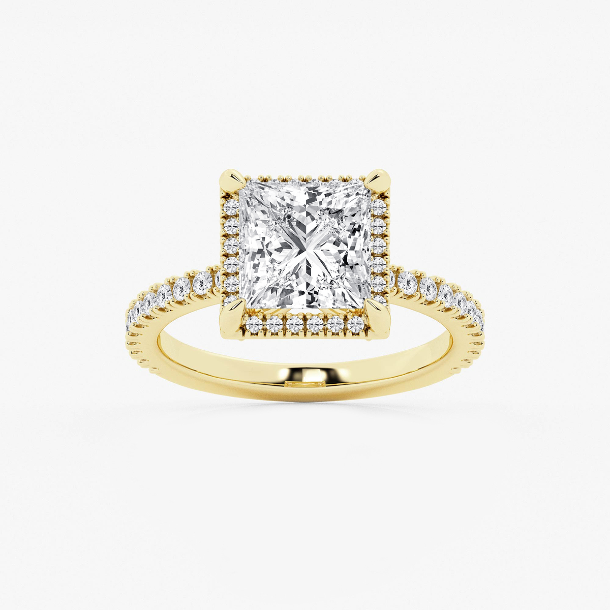 3 1/2 ctw Princess Lab Grown Diamond Halo Engagement Ring