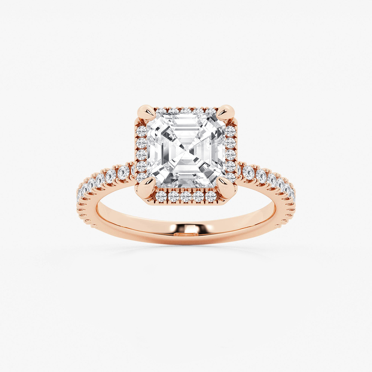 3 1/2 ctw Asscher Lab Grown Diamond Halo Engagement Ring