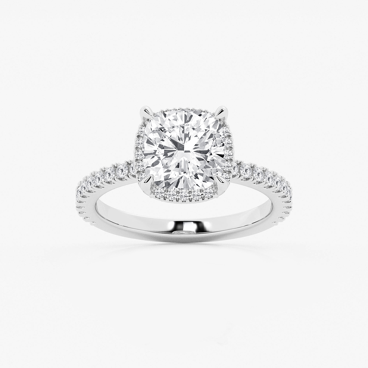 3 1/2 ctw Cushion Lab Grown Diamond Halo Engagement Ring