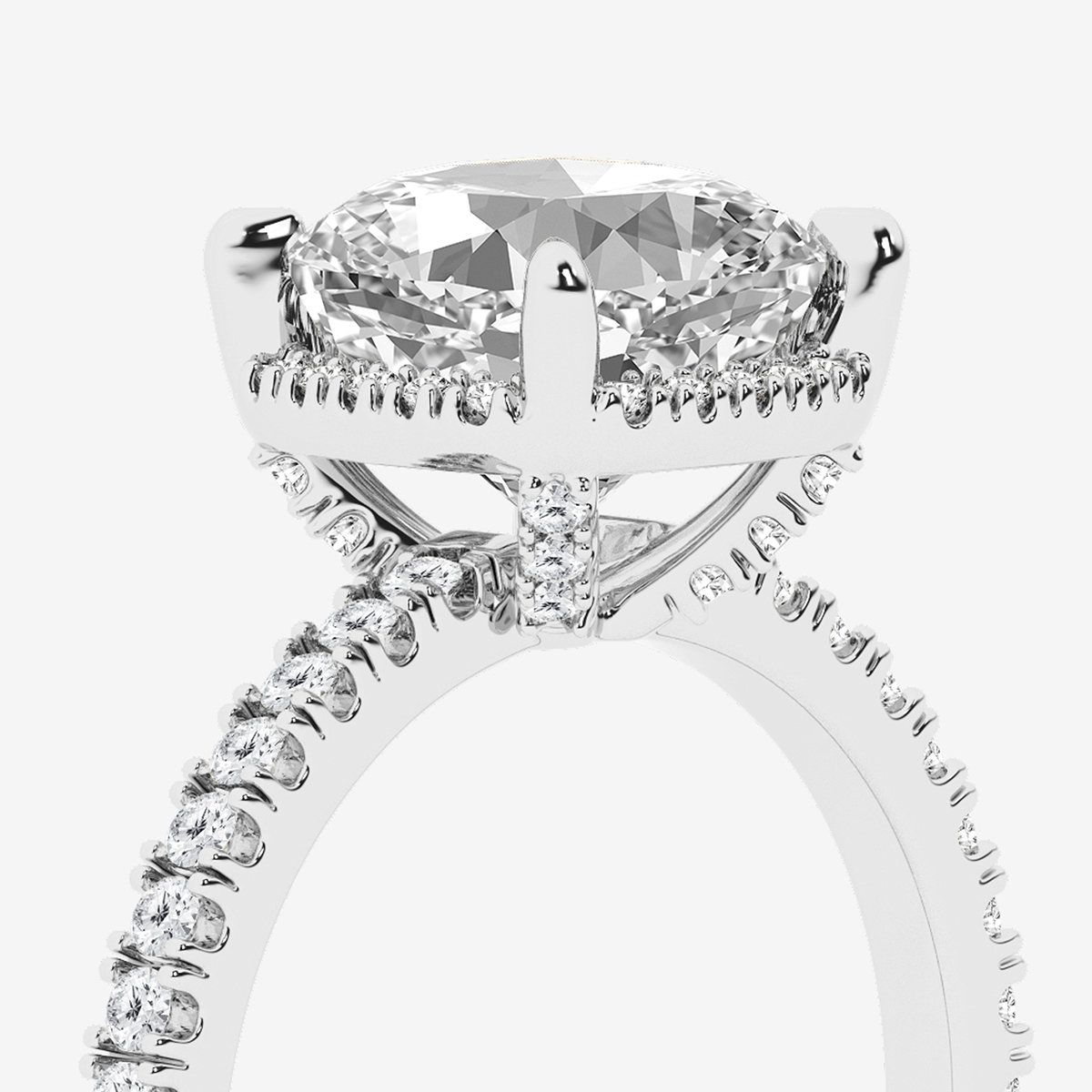 Additional Image 2 for  3 1/2 ctw Cushion Lab Grown Diamond Halo Engagement Ring