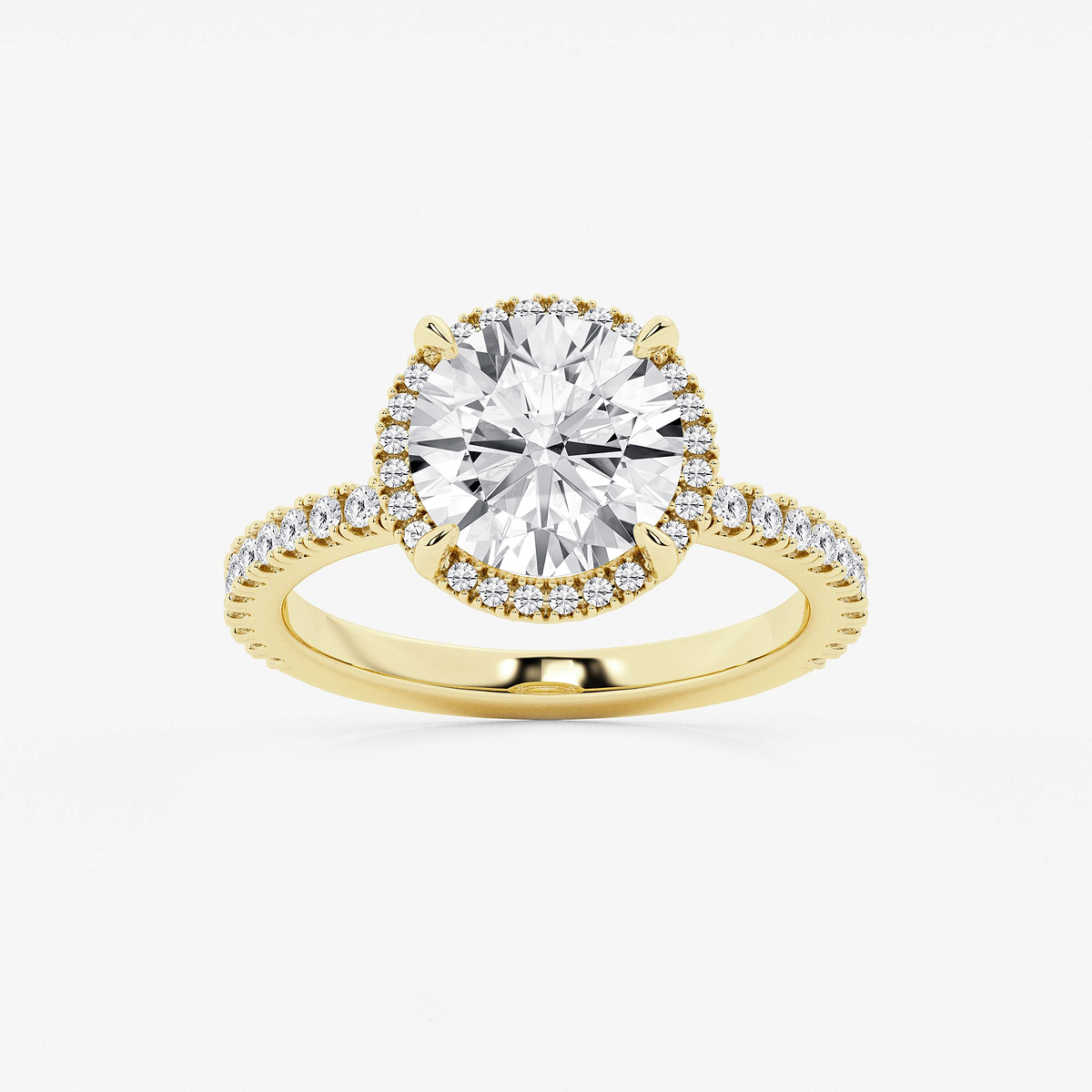 3 1/2 ctw Round Lab Grown Diamond Halo Engagement Ring