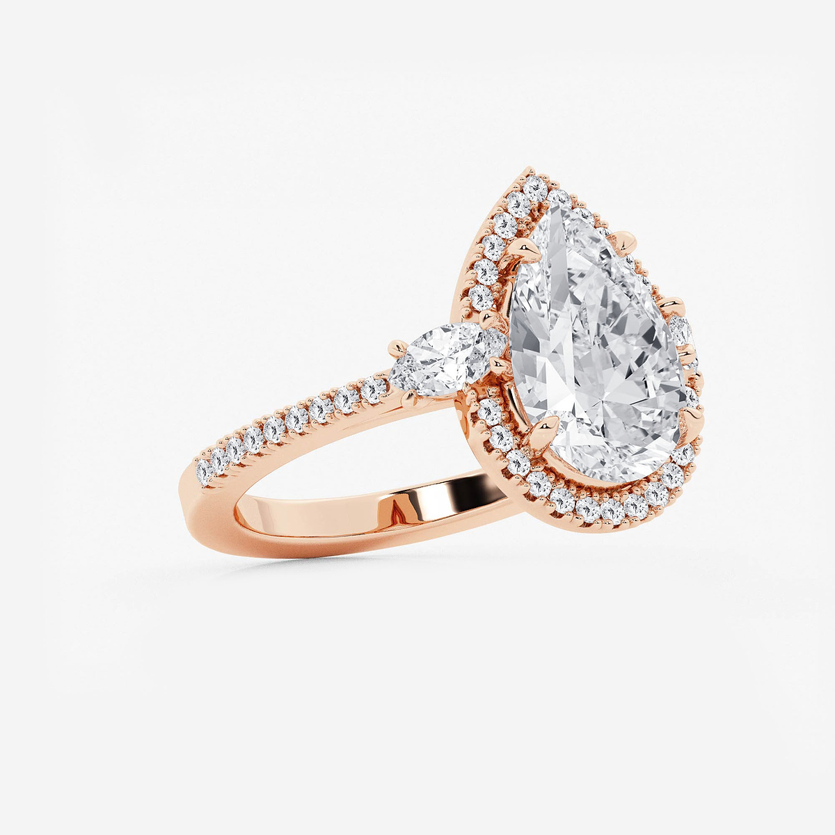 Additional Image 1 for  4 7/8 ctw Pear Lab Grown Diamond Halo Engagement Ring