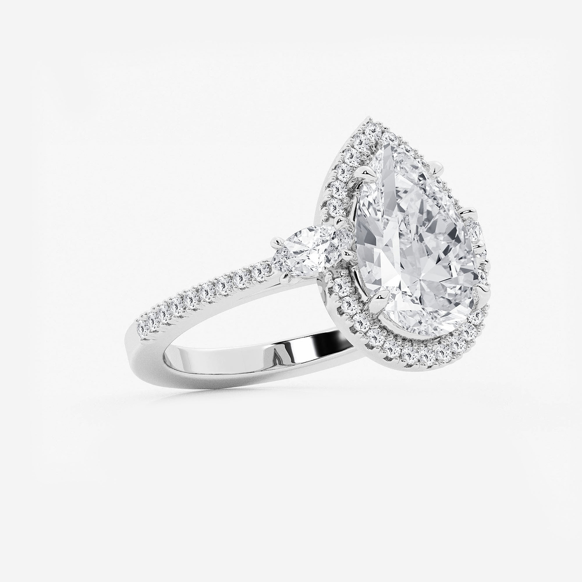 Additional Image 1 for  4 7/8 ctw Pear Lab Grown Diamond Halo Engagement Ring