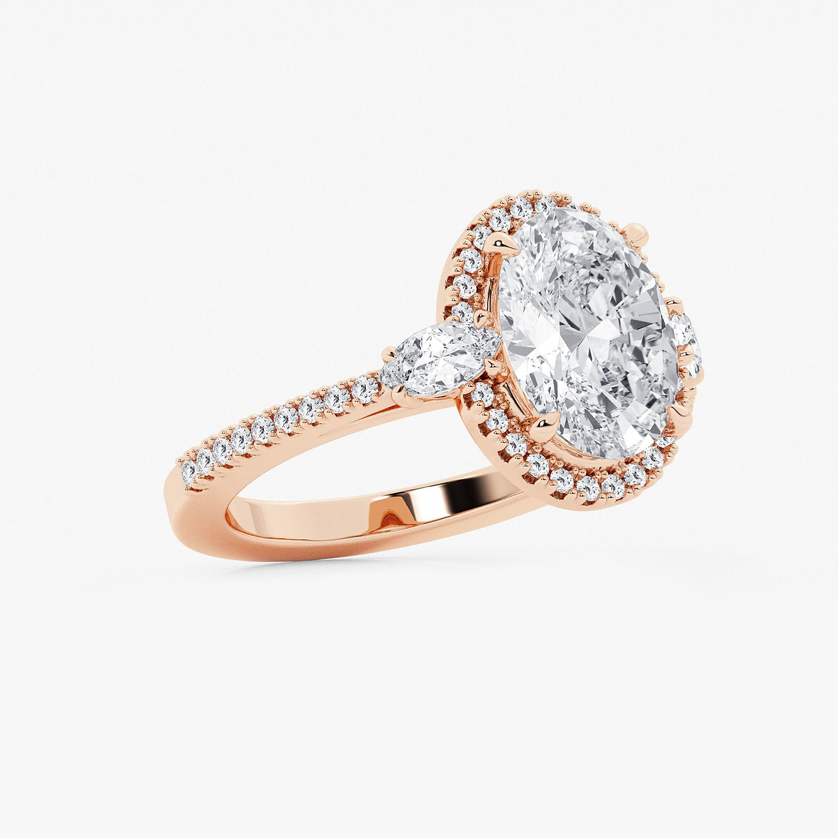 Additional Image 1 for  4 7/8 ctw Oval Lab Grown Diamond Halo Engagement Ring